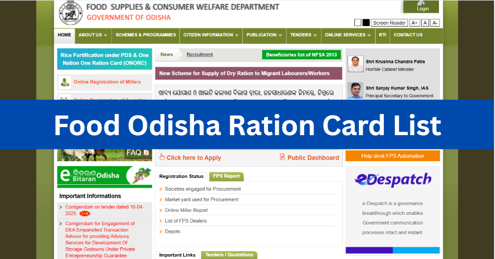 Food Odisha Ration Card List